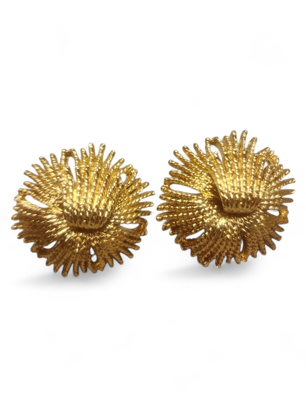 Vintage Monet Cordelia Earrings Gold Tone Pierced Signed Runway Chic Ornate Luxe